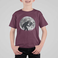Disc Golf Bigfoot T Shirt For Kid Funny Cool Full Moon & Trees Sasquatch - Wonder Print Shop
