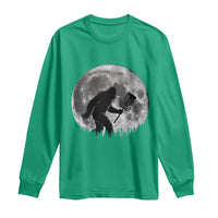 Disc Golf Bigfoot Long Sleeve Shirt Funny Cool Full Moon & Trees Sasquatch - Wonder Print Shop