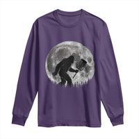 Disc Golf Bigfoot Long Sleeve Shirt Funny Cool Full Moon & Trees Sasquatch - Wonder Print Shop