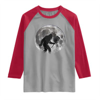 Disc Golf Bigfoot Raglan Shirt Funny Cool Full Moon & Trees Sasquatch - Wonder Print Shop
