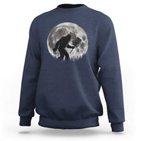 Disc Golf Bigfoot Sweatshirt Funny Cool Full Moon & Trees Sasquatch - Wonder Print Shop