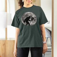 Disc Golf Bigfoot T Shirt For Women Funny Cool Full Moon & Trees Sasquatch - Wonder Print Shop