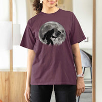 Disc Golf Bigfoot T Shirt For Women Funny Cool Full Moon & Trees Sasquatch - Wonder Print Shop