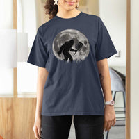 Disc Golf Bigfoot T Shirt For Women Funny Cool Full Moon & Trees Sasquatch - Wonder Print Shop