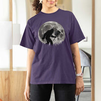 Disc Golf Bigfoot T Shirt For Women Funny Cool Full Moon & Trees Sasquatch - Wonder Print Shop