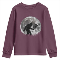 Disc Golf Bigfoot Youth Sweatshirt Funny Cool Full Moon & Trees Sasquatch - Wonder Print Shop