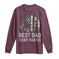Disc Golf Best Dad By Par Long Sleeve Shirt Funny Sports Golfer Frisbee Camo American Flag - Wonder Print Shop
