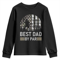 Disc Golf Best Dad By Par Youth Sweatshirt Funny Sports Golfer Frisbee Camo American Flag - Wonder Print Shop