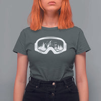 Skiing T Shirt For Women Skiing Goggles Snow Wintersport Ski Snowboard - Wonder Print Shop