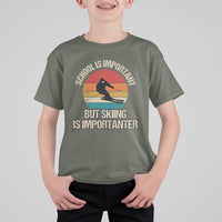 Skiing T Shirt For Kid School Is Important But Skiing Is Importanter Ski Funny Gift - Wonder Print Shop