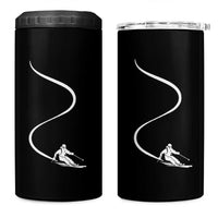 Skiing 4 in 1 Can Cooler Tumbler Skier With Tracks In Deep Powder Snow Freeride Gift