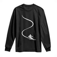 Skiing Long Sleeve Shirt Skier With Tracks In Deep Powder Snow Freeride Gift