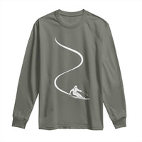 Skiing Long Sleeve Shirt Skier With Tracks In Deep Powder Snow Freeride Gift