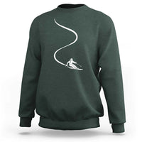 Skiing Sweatshirt Skier With Tracks In Deep Powder Snow Freeride Gift - Wonder Print Shop