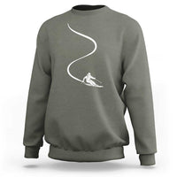 Skiing Sweatshirt Skier With Tracks In Deep Powder Snow Freeride Gift - Wonder Print Shop