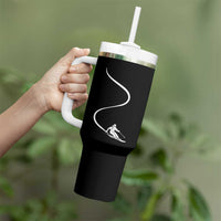 Skiing Tumbler With Handle Skier With Tracks In Deep Powder Snow Freeride Gift