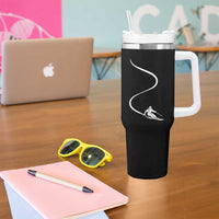 Skiing Tumbler With Handle Skier With Tracks In Deep Powder Snow Freeride Gift
