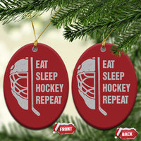 Ice Hockey Player Christmas Ornament Funny Eat Sleep Hockey Repeat Sport Fan - Wonder Print Shop