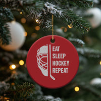 Ice Hockey Player Christmas Ornament Funny Eat Sleep Hockey Repeat Sport Fan - Wonder Print Shop