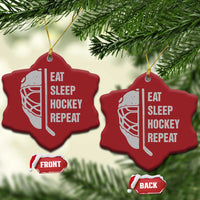 Ice Hockey Player Christmas Ornament Funny Eat Sleep Hockey Repeat Sport Fan - Wonder Print Shop