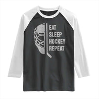 Ice Hockey Player Raglan Shirt Funny Eat Sleep Hockey Repeat Sport Fan - Wonder Print Shop