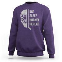 Ice Hockey Player Sweatshirt Funny Eat Sleep Hockey Repeat Sport Fan - Wonder Print Shop