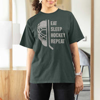 Ice Hockey Player T Shirt For Women Funny Eat Sleep Hockey Repeat Sport Fan - Wonder Print Shop