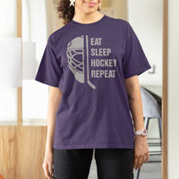 Ice Hockey Player T Shirt For Women Funny Eat Sleep Hockey Repeat Sport Fan - Wonder Print Shop