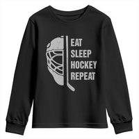Ice Hockey Player Youth Sweatshirt Funny Eat Sleep Hockey Repeat Sport Fan - Wonder Print Shop