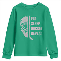 Ice Hockey Player Youth Sweatshirt Funny Eat Sleep Hockey Repeat Sport Fan - Wonder Print Shop