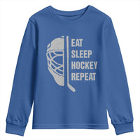 Ice Hockey Player Youth Sweatshirt Funny Eat Sleep Hockey Repeat Sport Fan - Wonder Print Shop