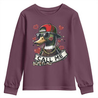 Valentine Mallard Duck Youth Sweatshirt Camo Hunting Valentines Day Gift For Her