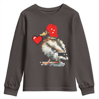 Pixel Valentine Mallard Duck Youth Sweatshirt Hunting Valentines Day Gift For Her