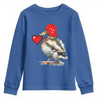 Pixel Valentine Mallard Duck Youth Sweatshirt Hunting Valentines Day Gift For Her
