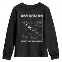 Crows Before Bros Support Your Local Murder Youth Sweatshirt Funny Crow Lovers - Wonder Print Shop