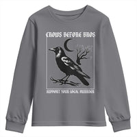 Crows Before Bros Support Your Local Murder Youth Sweatshirt Funny Crow Lovers - Wonder Print Shop