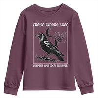 Crows Before Bros Support Your Local Murder Youth Sweatshirt Funny Crow Lovers - Wonder Print Shop