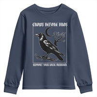 Crows Before Bros Support Your Local Murder Youth Sweatshirt Funny Crow Lovers - Wonder Print Shop