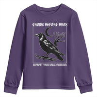 Crows Before Bros Support Your Local Murder Youth Sweatshirt Funny Crow Lovers - Wonder Print Shop