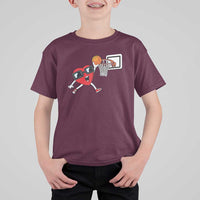 Basketball Valentines T Shirt For Kid Cute Red Heart Playing Basketball Player Team Boys - Wonder Print Shop