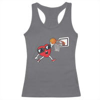 Basketball Valentines Racerback Tank Top Cute Red Heart Playing Basketball Player Team Boys - Wonder Print Shop