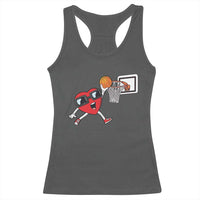 Basketball Valentines Racerback Tank Top Cute Red Heart Playing Basketball Player Team Boys - Wonder Print Shop