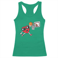 Basketball Valentines Racerback Tank Top Cute Red Heart Playing Basketball Player Team Boys - Wonder Print Shop