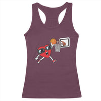 Basketball Valentines Racerback Tank Top Cute Red Heart Playing Basketball Player Team Boys - Wonder Print Shop