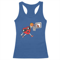 Basketball Valentines Racerback Tank Top Cute Red Heart Playing Basketball Player Team Boys - Wonder Print Shop