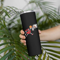 Basketball Valentines Skinny Tumbler Cute Red Heart Playing Basketball Player Team Boys - Wonder Print Shop