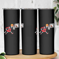 Basketball Valentines Skinny Tumbler Cute Red Heart Playing Basketball Player Team Boys - Wonder Print Shop
