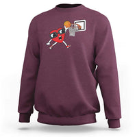 Basketball Valentines Sweatshirt Cute Red Heart Playing Basketball Player Team Boys - Wonder Print Shop