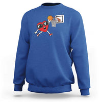 Basketball Valentines Sweatshirt Cute Red Heart Playing Basketball Player Team Boys - Wonder Print Shop
