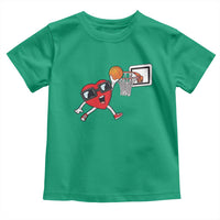 Basketball Valentines Toddler T Shirt Cute Red Heart Playing Basketball Player Team Boys - Wonder Print Shop